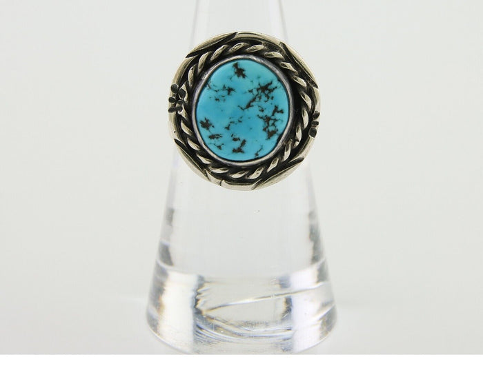 Navajo Handmade Ring 925 Silver Turquoise Native Artist C.80's