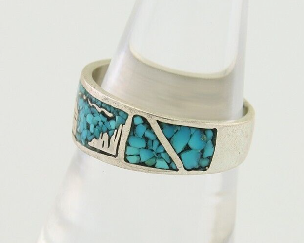 Navajo Handmade Ring 925 Silver Turquoise Native Artist C.80's