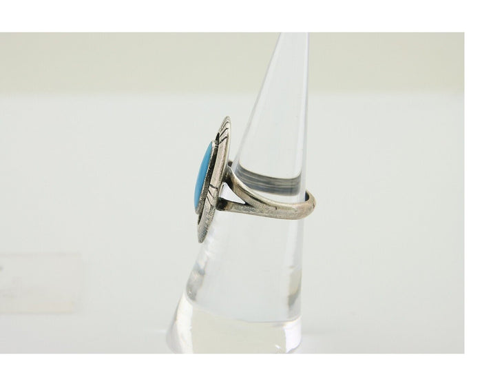 Navajo Handmade Ring 925 Silver Turquoise Native Artist C.80's