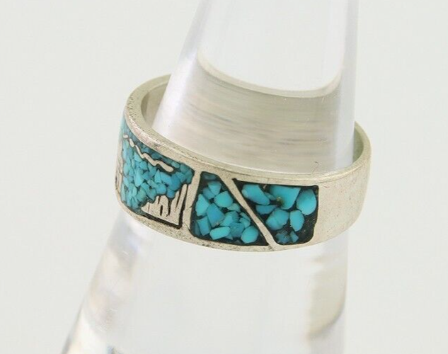 Navajo Handmade Ring 925 Silver Turquoise Native Artist C.80's