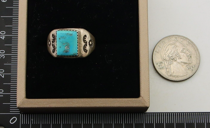 Navajo Handmade Ring 925 Silver Turquoise Native Artist C.80's