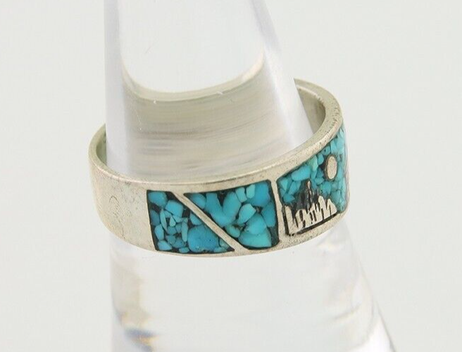 Navajo Handmade Ring 925 Silver Turquoise Native Artist C.80's
