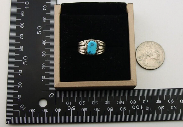 Navajo Handmade Ring 925 Silver Turquoise Native Artist C.80's