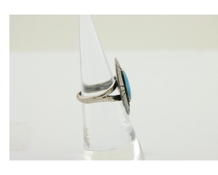 Navajo Handmade Ring 925 Silver Turquoise Native Artist C.80's