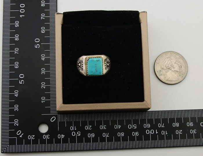 Navajo Handmade Ring 925 Silver Turquoise Native Artist C.80's