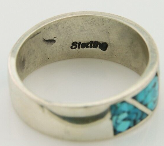 Navajo Handmade Ring 925 Silver Turquoise Native Artist C.80's