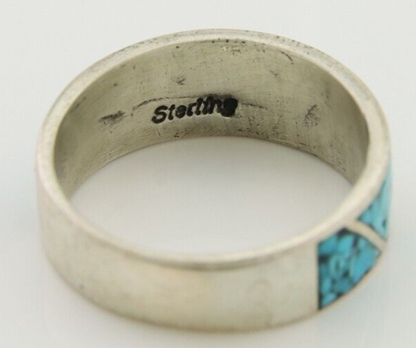 Navajo Handmade Ring 925 Silver Turquoise Native Artist C.80's