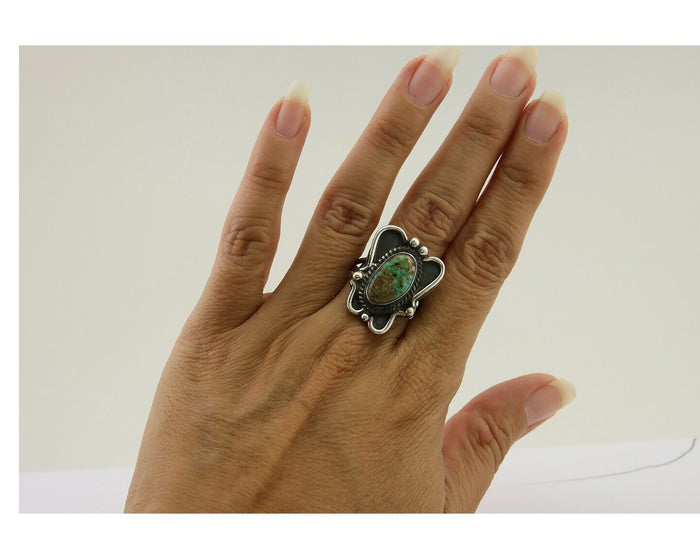 Navajo Handmade Ring 925 Silver Turquoise Native Artist C.80's