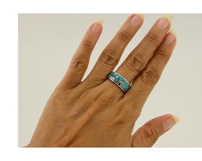 Navajo Handmade Ring 925 Silver Turquoise Native Artist C.80's