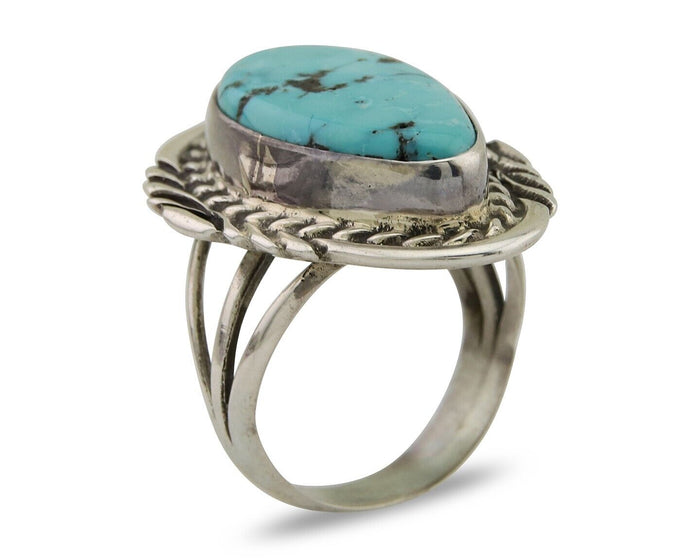 Navajo Handmade Ring 925 Silver Turquoise Signed Billy Eagle C.80's