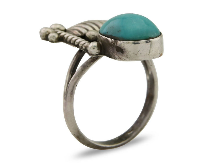 Navajo Handmade Ring 925 Silver Turquoise Signed BP C.80's