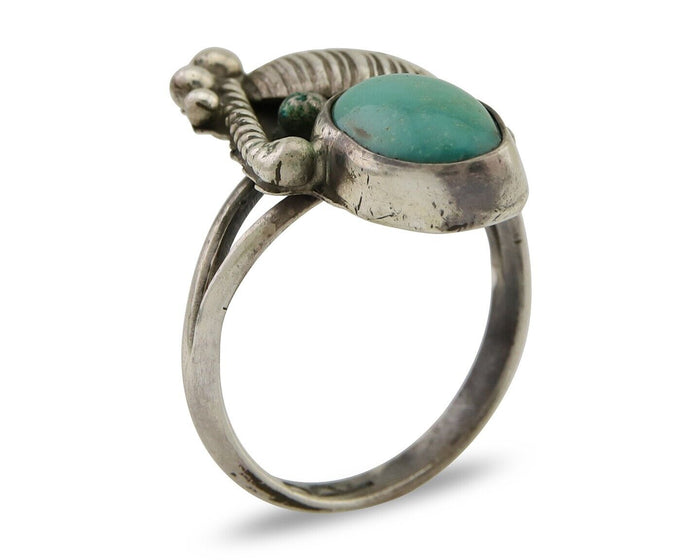 Navajo Handmade Ring 925 Silver Turquoise Signed BP C.80's