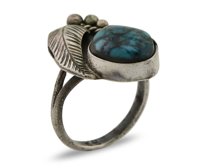 Navajo Handmade Ring 925 Silver Turquoise Signed BP C.80's