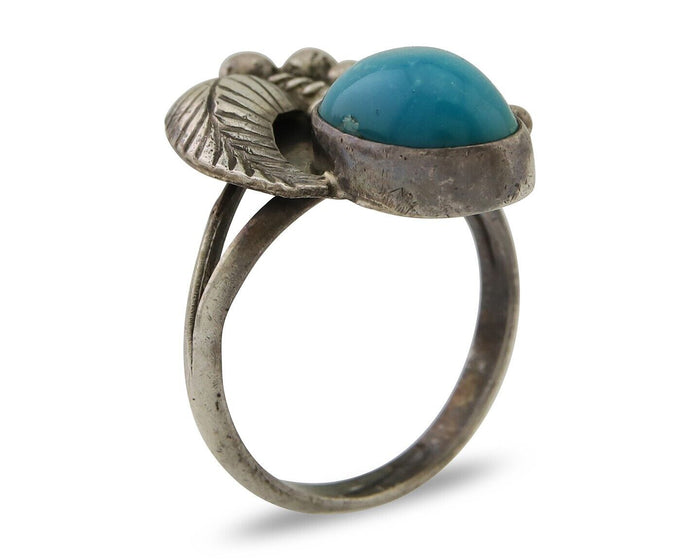 Navajo Handmade Ring 925 Silver Turquoise Signed BP C.80's