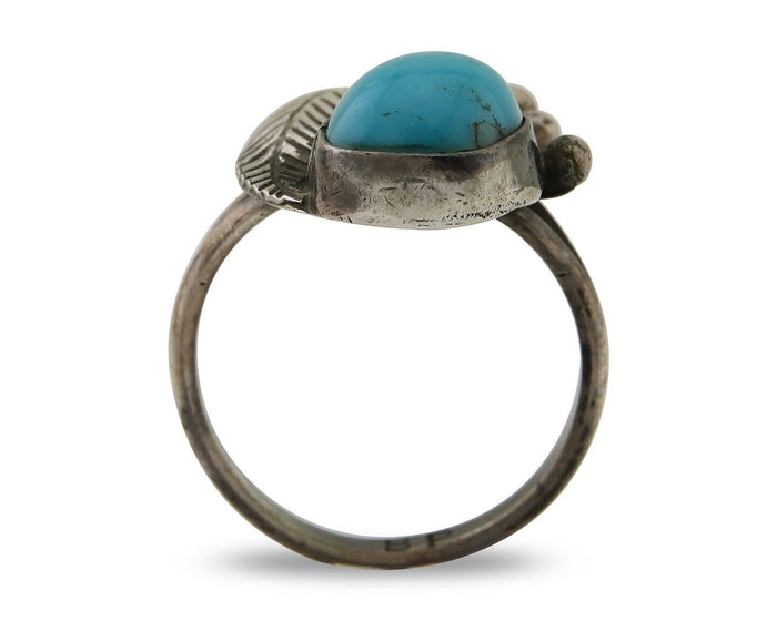 Navajo Handmade Ring 925 Silver Turquoise Signed BP C.80's