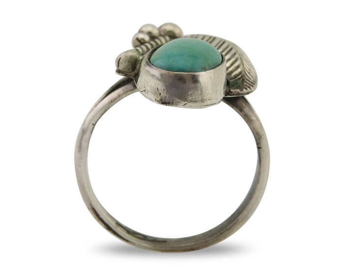 Navajo Handmade Ring 925 Silver Turquoise Signed BP C.80's