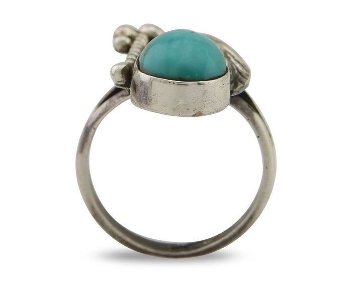 Navajo Handmade Ring 925 Silver Turquoise Signed BP C.80's