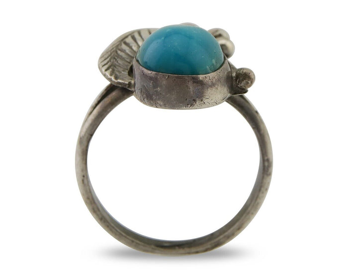 Navajo Handmade Ring 925 Silver Turquoise Signed BP C.80's