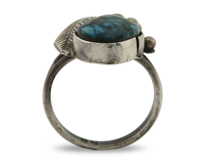 Navajo Handmade Ring 925 Silver Turquoise Signed BP C.80's