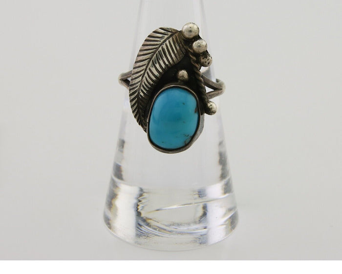 Navajo Handmade Ring 925 Silver Turquoise Signed BP C.80's