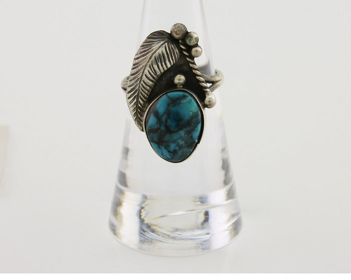 Navajo Handmade Ring 925 Silver Turquoise Signed BP C.80's