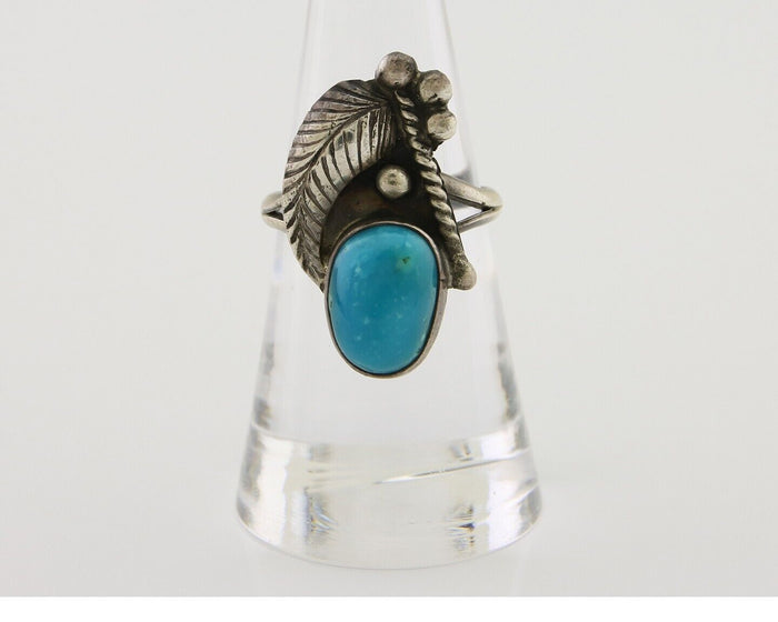 Navajo Handmade Ring 925 Silver Turquoise Signed BP C.80's