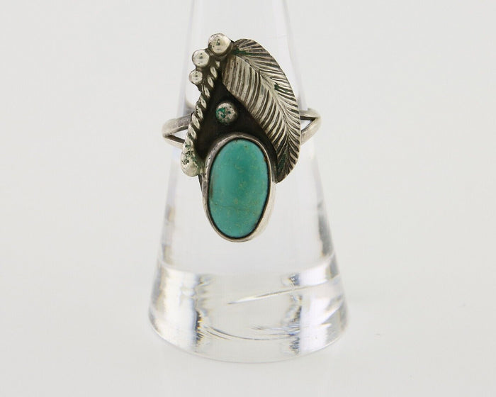 Navajo Handmade Ring 925 Silver Turquoise Signed BP C.80's