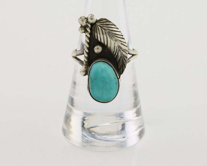 Navajo Handmade Ring 925 Silver Turquoise Signed BP C.80's