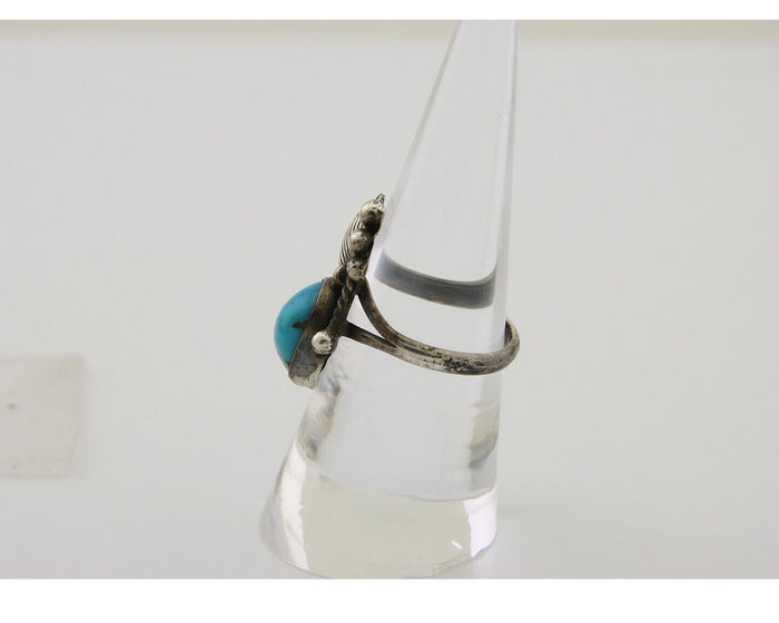 Navajo Handmade Ring 925 Silver Turquoise Signed BP C.80's