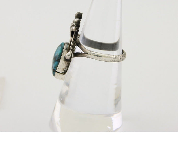 Navajo Handmade Ring 925 Silver Turquoise Signed BP C.80's