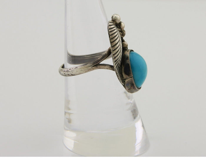 Navajo Handmade Ring 925 Silver Turquoise Signed BP C.80's