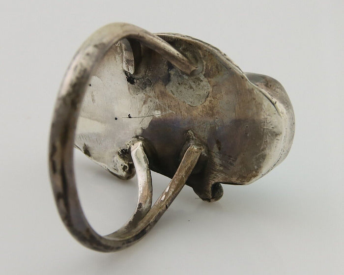 Navajo Handmade Ring 925 Silver Turquoise Signed BP C.80's
