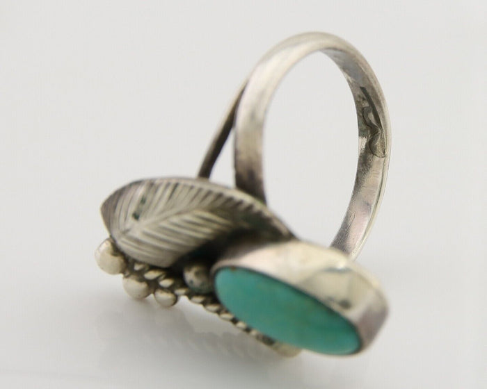 Navajo Handmade Ring 925 Silver Turquoise Signed BP C.80's