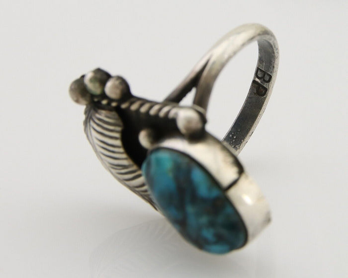 Navajo Handmade Ring 925 Silver Turquoise Signed BP C.80's