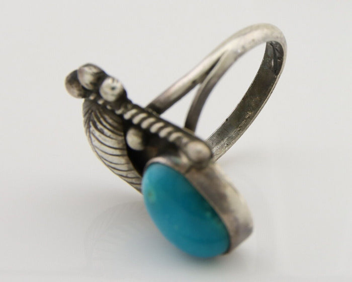 Navajo Handmade Ring 925 Silver Turquoise Signed BP C.80's