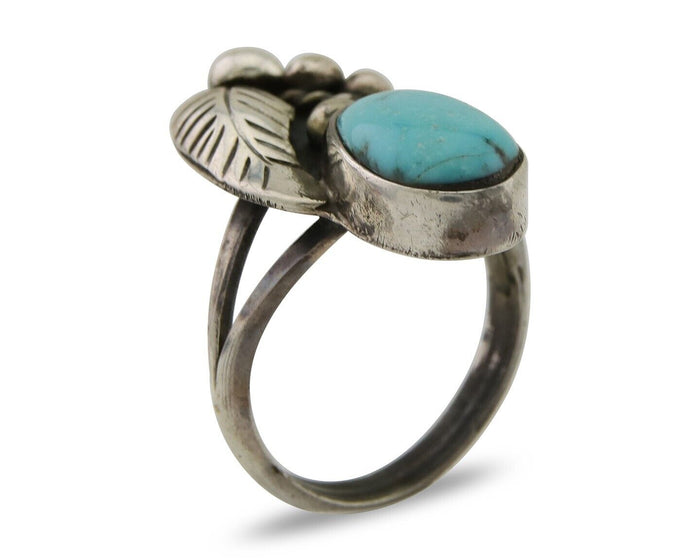 Navajo Handmade Ring 925 Silver Turquoise Signed LS C.80's