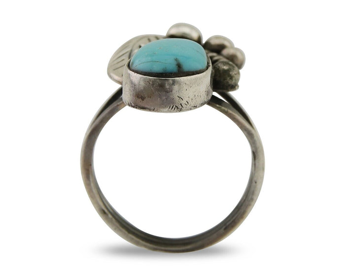Navajo Handmade Ring 925 Silver Turquoise Signed LS C.80's