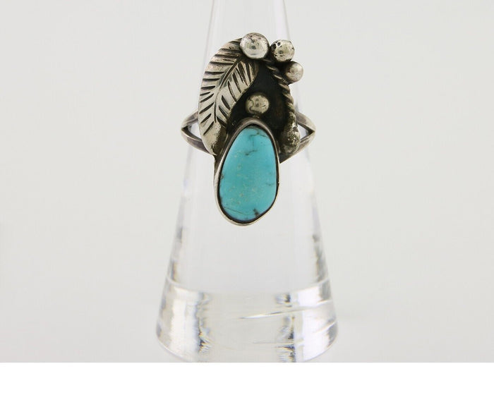 Navajo Handmade Ring 925 Silver Turquoise Signed LS C.80's