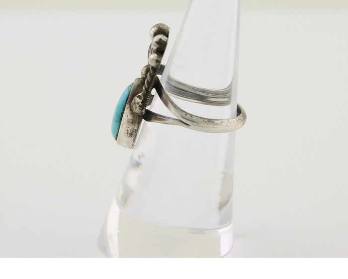 Navajo Handmade Ring 925 Silver Turquoise Signed LS C.80's