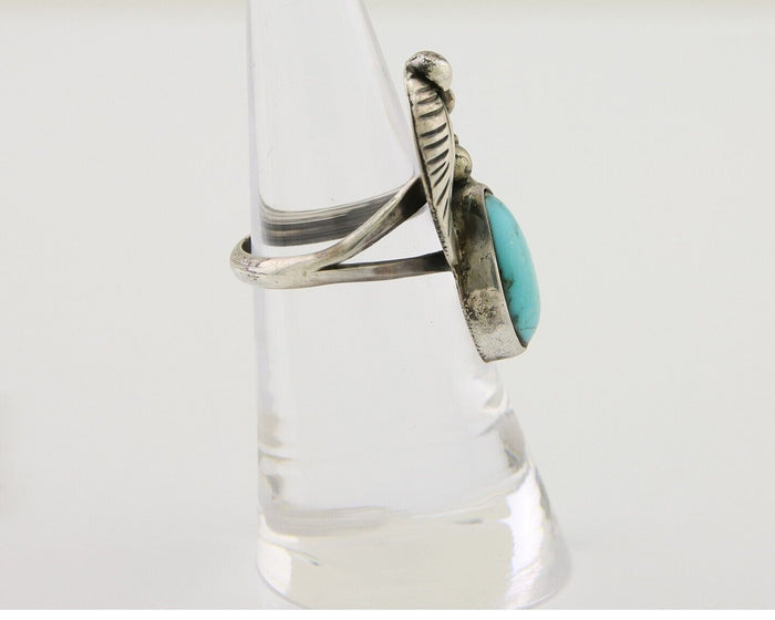 Navajo Handmade Ring 925 Silver Turquoise Signed LS C.80's