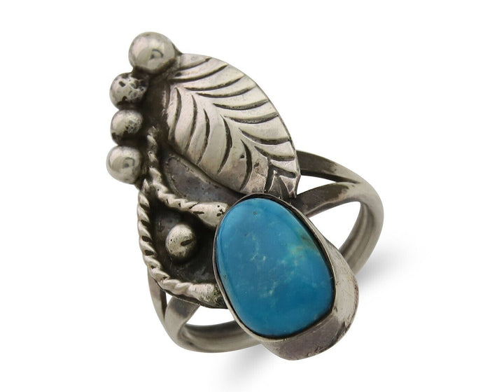 Navajo Handmade Ring 925 Silver Turquoise Signed Nila Johnson C.80's