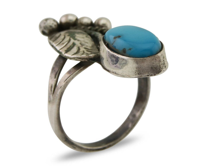 Navajo Handmade Ring 925 Silver Turquoise Signed Nila Johnson C.80's