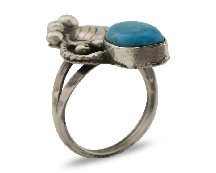 Navajo Handmade Ring 925 Silver Turquoise Signed Nila Johnson C.80's