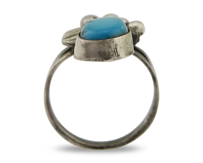 Navajo Handmade Ring 925 Silver Turquoise Signed Nila Johnson C.80's