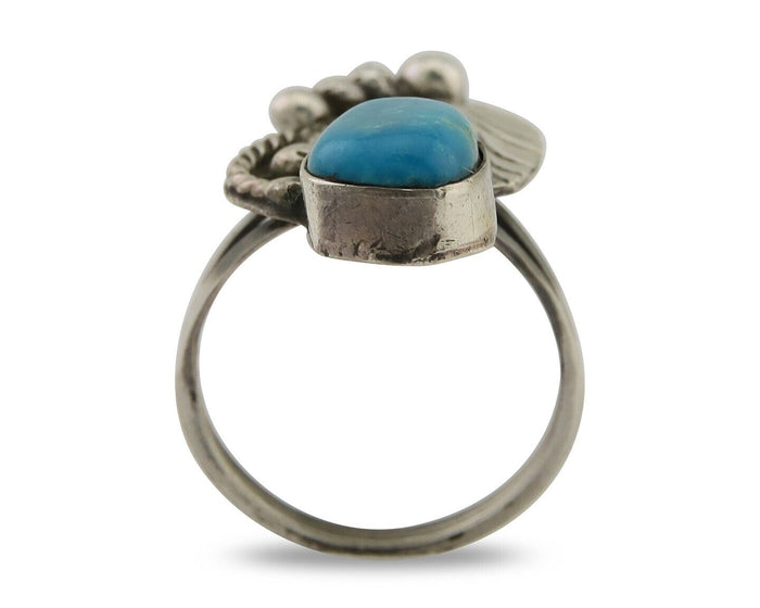 Navajo Handmade Ring 925 Silver Turquoise Signed Nila Johnson C.80's