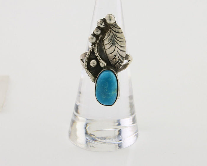 Navajo Handmade Ring 925 Silver Turquoise Signed Nila Johnson C.80's
