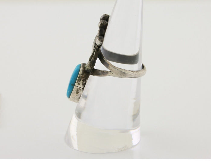 Navajo Handmade Ring 925 Silver Turquoise Signed Nila Johnson C.80's