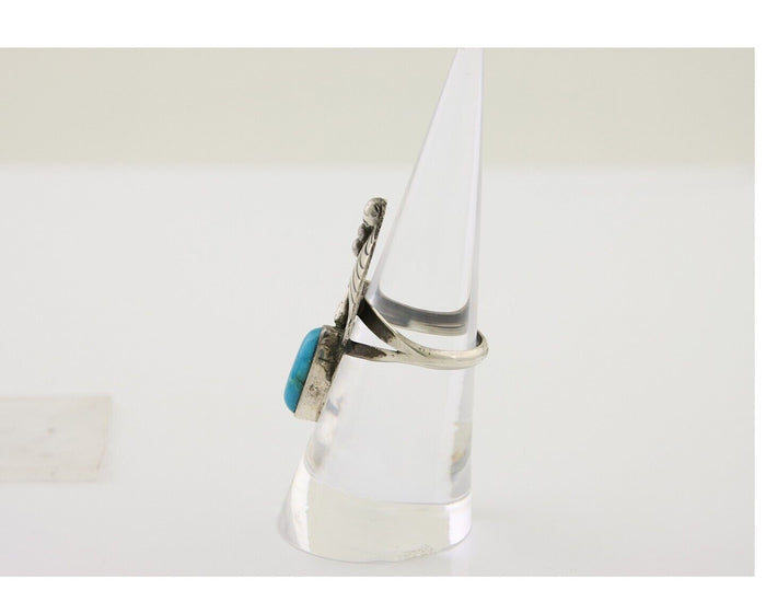 Navajo Handmade Ring 925 Silver Turquoise Signed Nila Johnson C.80's