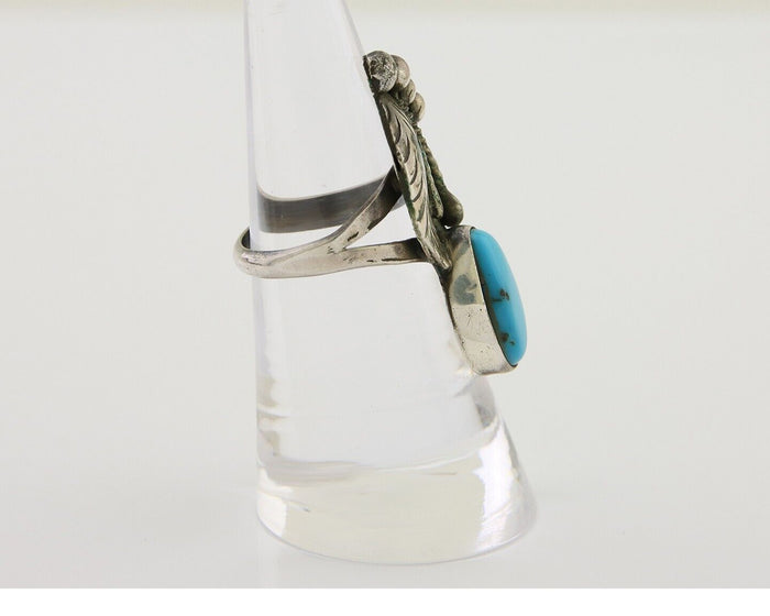Navajo Handmade Ring 925 Silver Turquoise Signed Nila Johnson C.80's