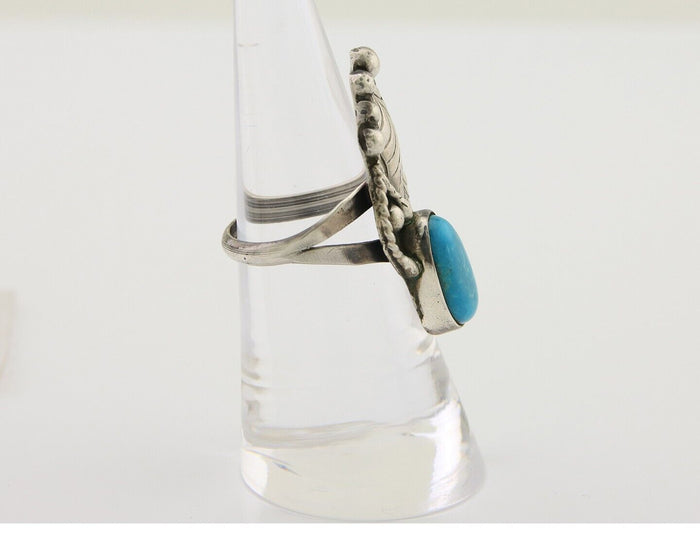 Navajo Handmade Ring 925 Silver Turquoise Signed Nila Johnson C.80's